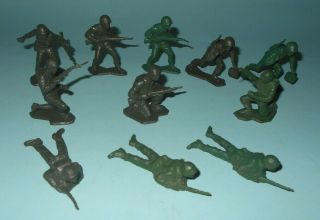 1950 - 60s Marx Army Battleground Play Set Dark Green Plastic 54mm U.  S.  Marines