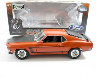 1969 Ford Mustang Boss 302 Orange Highway 61 1:18 Diecast 50728 w/ Box 3