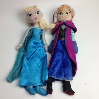 Disney Frozen Anna & Elsa 15 " Large Plush Dolls Set Of 2