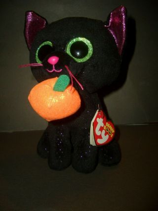 Ty Beanie Baby Boo " Potion " The Halloween Cat - 2018 - Sparkling Eyes,  Ears