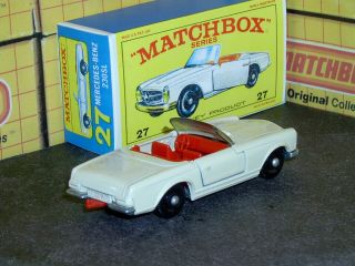 Matchbox Lesney Mercedes Benz 230SL Convertible 27 d1 cream SC2 VNM crafted box 2