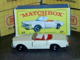 Matchbox Lesney Mercedes Benz 230SL Convertible 27 d1 cream SC2 VNM crafted box 3