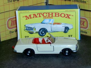 Matchbox Lesney Mercedes Benz 230SL Convertible 27 d1 cream SC2 VNM crafted box 4