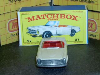 Matchbox Lesney Mercedes Benz 230SL Convertible 27 d1 cream SC2 VNM crafted box 5