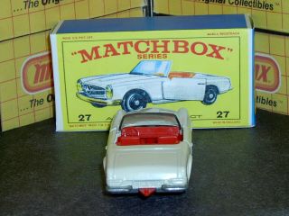 Matchbox Lesney Mercedes Benz 230SL Convertible 27 d1 cream SC2 VNM crafted box 6