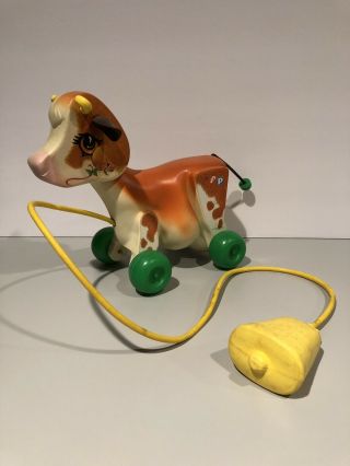 Vintage 1972 Fisher Price Molly Moo Cow Pull Toy 132 Rare