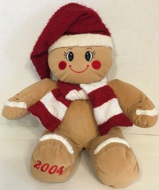 Dandee Collectors Choice 2004 Christmas Gingerbread Man Plush Santa Hat Scarf