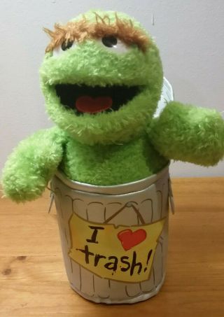 Oscar The Grouch I Love Trash Sesame Street Place Green Plush Doll In Can 9 In