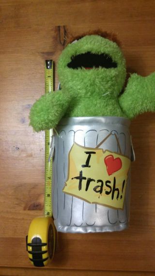Oscar the Grouch I Love Trash Sesame Street Place Green Plush Doll In Can 9 in 5
