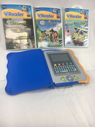 Vtech V.  Reader Animated E - Book System By Vtech Euc W/ 3 Games Ages 5 - 7