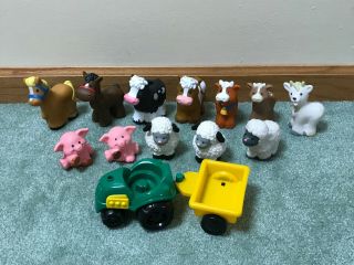 Fisher Price Little People Farm 12 Animals Pigs Sheep Horses Goat Cows Tractor