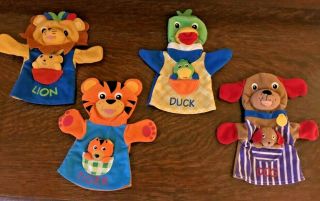 Baby Einstein Learning Hand Pocket Puppets Dog Tiger Duck Lion Colorful Euc
