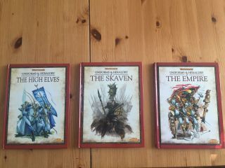 Warhammer Uniforms & Heraldry Books.  The Empire,  The Skaven,  The High Elves