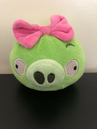 Angry Bird 5” Green Pig Pink Bow With No Sound Commonwealth Plush Bad Piggies
