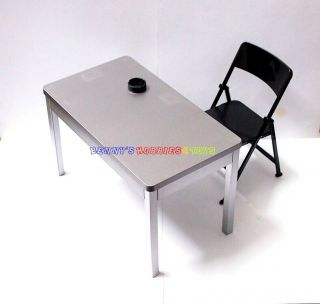 1/6 Scale Furniture Table & Black Chair For Barbie Doll & 12 " Action Figures