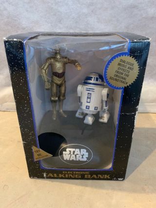 1995 Star Wars Electronic Talking Coin Bank R2 - D2 & C3 - Po - Think Way