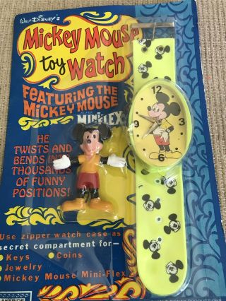 1968 Disney Mickey Mouse Toy Watch & Figure Lakeside 8648 Yellow Band
