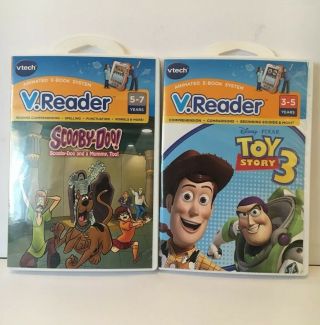 Vtech V.  Reader Learning Game Scooby Doo And Toy Story 3 Bundle