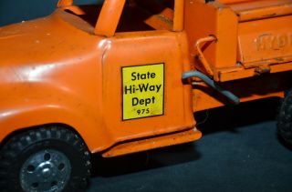 Vintage Metal Tonka Toys State Hi Way Dept Orange Dump Truck 1950 2