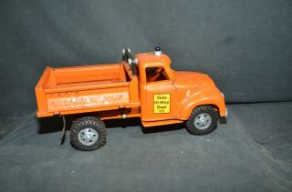Vintage Metal Tonka Toys State Hi Way Dept Orange Dump Truck 1950 4