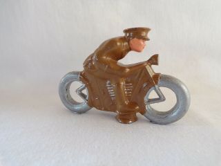 Vintage Diecast Military Toy Soldier On Motorcycle