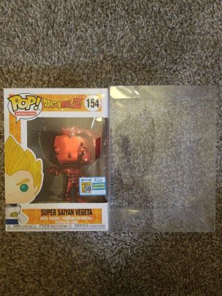 Funko Pop Red Chrome Ss Vegeta 154 (×3) Sdcc 2019 Exclusive Sticker,  Protector