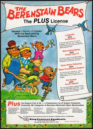 The Berenstain Bears_original 1983 Trade Print Ad / Licensing Promo / Poster