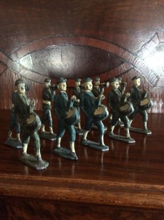 Vintage Miniature Military Marching Band Toy Soldiers Drums/Horns Metal Figures 2