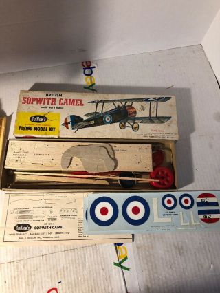 Vintage 1957 Guillow’s British Sopwith Camel Ww1 Fighter Flying Model Kit 105