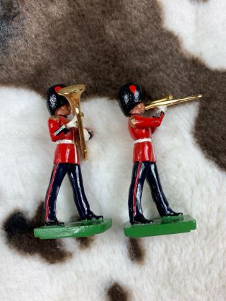 W Britain Metal Toy Soldiers Military Band Trombone And Horn Player Vintage 1990