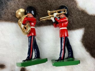 W Britain Metal Toy Soldiers Military Band Trombone And Horn Player Vintage 1990 2