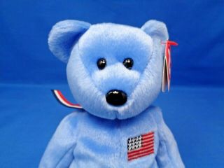 Ty Beanie Baby AMERICA (Blue) Patriotic Bear 9/11 Red Cross Plush Toy 8 