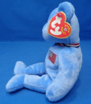 Ty Beanie Baby AMERICA (Blue) Patriotic Bear 9/11 Red Cross Plush Toy 8 