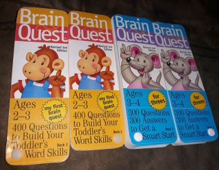 Brain Quest Ages 2 - 3 & 3 - 4 Four Decks Educational Fun Preschool Learning Toddler