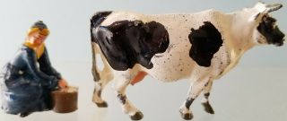 Britains 508 Milking Cow And 537 Milkmaid On Stool With Pail 1950