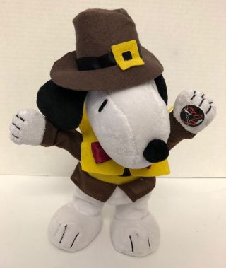 Snoopy Pilgrim Dancing Animated 11 " Plush Turkey In The Straw Thanksgiving