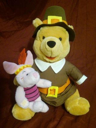 Winnie The Pooh And Piglet Toy Plush Thanksgiving Bear Walt Disney Pilgrim