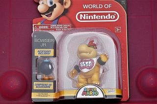 Htf World Of Nintendo 4 " Bowser Jr W/ Bob - Omb Figure Mario Jakks Pacific