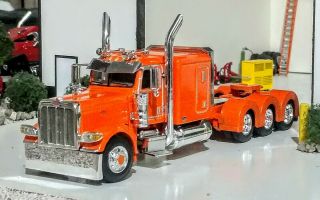 Dcp Custom Orange 389 Peterbilt Tri Axle Heavy Hauler Semi Truck