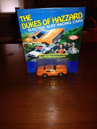 Vintage Ideal Dukes Of Hazzard General Lee Slot Car On Unpunched Card 1981