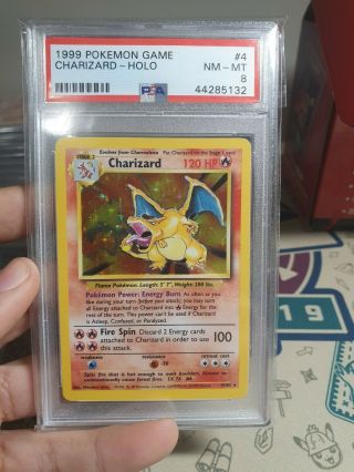 Pokemon Card - Charizard Base Set Holo Edition Rare 4/102 Ex 1999 Psa 8 Nm -
