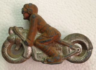 Vintage Metal Toy Usa Army Soldier On Motorcycle Paint
