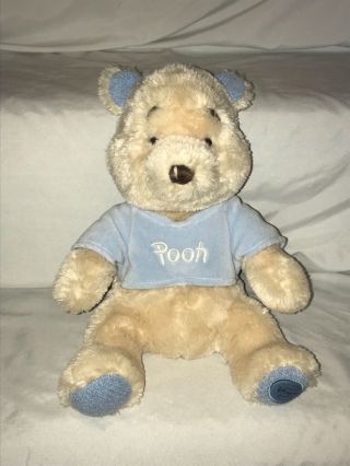 Exclusive Disney Store Winnie The Pooh Plush 11 " Stuffed Animal Doll Baby Blue