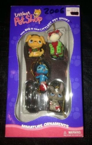 Littlest Pet Shop Lps Miniature Christmas Ornaments Set Of 4/5 Box 2006/preowne