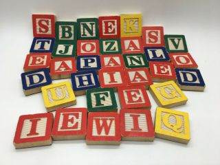 35 Magnetic Refrigerator Magnets Wooden Letters Alphabet Blocks