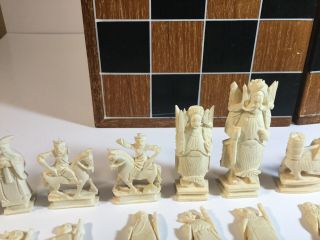 Hand Carved Asian Bone Chess Set 3