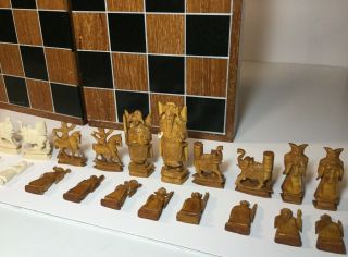 Hand Carved Asian Bone Chess Set 4