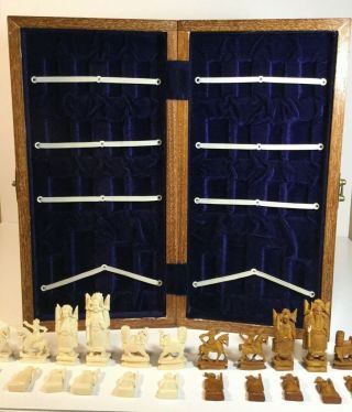 Hand Carved Asian Bone Chess Set 7