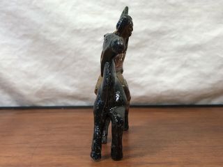 Vintage Wild West Collectible Cast Iron Metal Indian Warrior On Horseback Toy 5