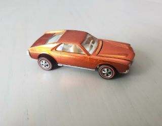 1968 Hot Wheels Redline Custom Amx Metallic Orange White Interior Us Base